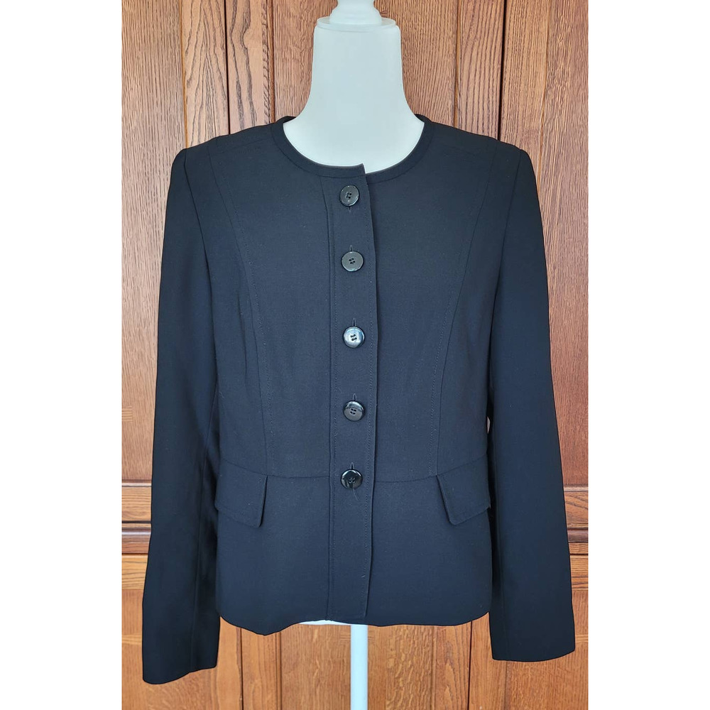 Pendleton Women's‎ Sz 12P Black Button Up Classic Structured Minimalist Jacket